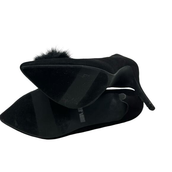 New York & Co black faux suede pompom pump heels shoes size 10 - Picture 4 of 16